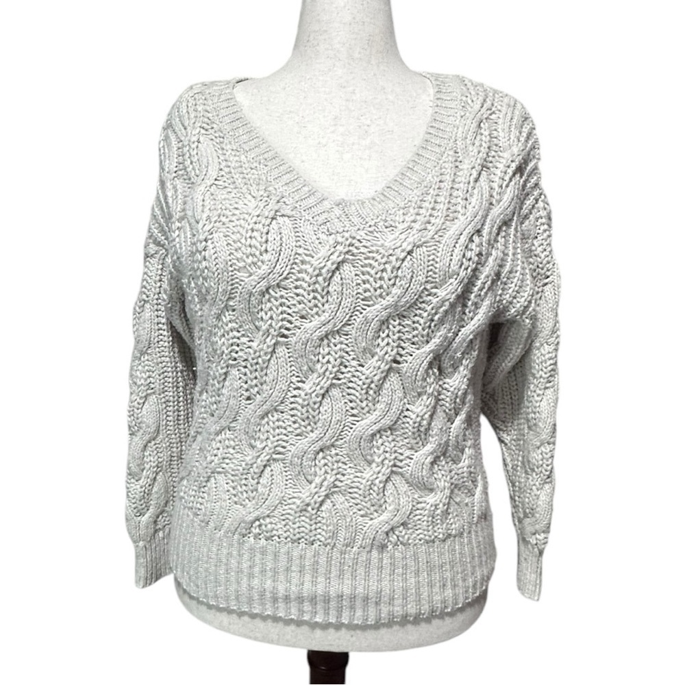 WHBM Cream Cable Knit Sweater Size Large